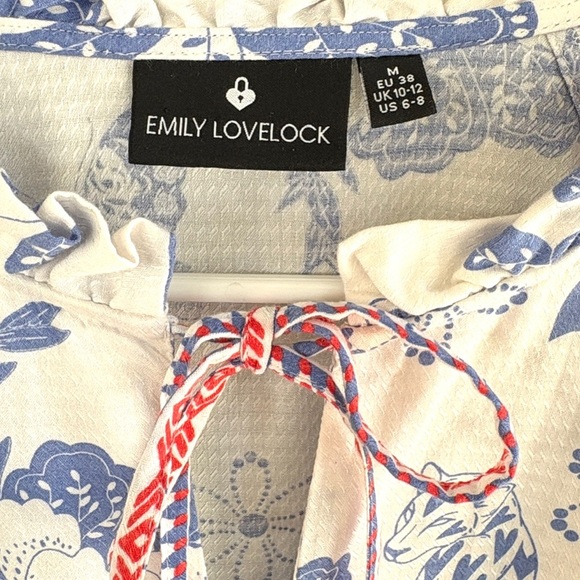 Like New Anthropologie Emily Lovelock Emma Top Medium Floral Elephant Palm Tree - Picture 3 of 11